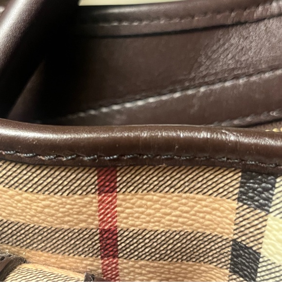 Burberry Haymarket Plaid Check Canvas Leather Gold Buckles Mini Bag - Picture 9 of 9